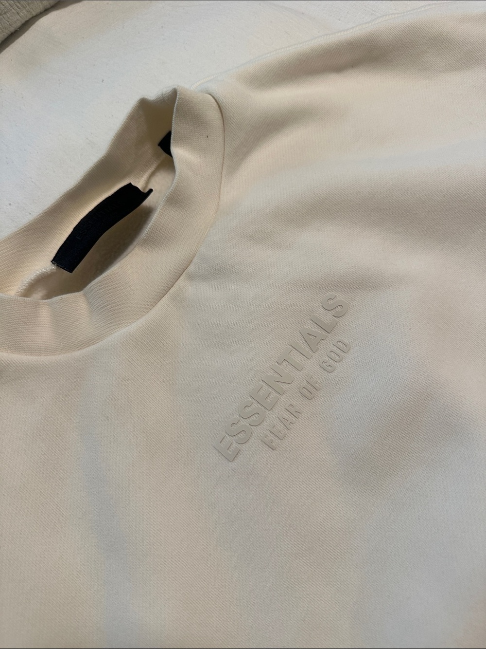 Fear of God Essentials Cream Embossed Crewneck Sweatshirt